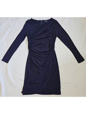 Kenneth Cole Purple Long Sleeve Ruched Dress